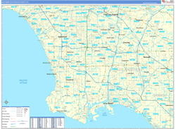 Southern Los Angeles County Metro Area Wall Map Basic Style 2024